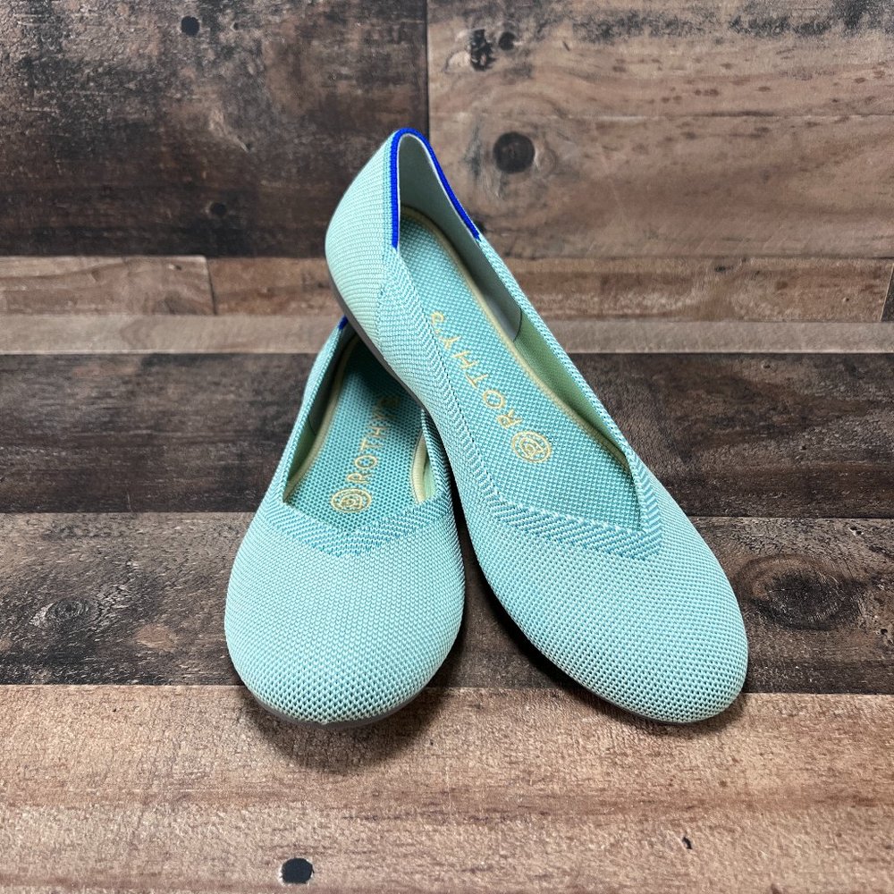 Rothy's Round Toe Flat Mint Green Shoes Women's Size 6.5